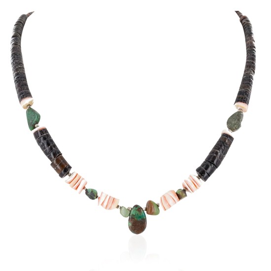 Navajo Certified Authentic .925 Sterling Silver Natural Graduated Heishi Turquoise Native American Necklace 15948-0