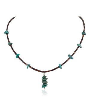 Navajo Certified Authentic .925 Sterling Silver Natural Heishi Turquoise Native American Necklace 15948-2