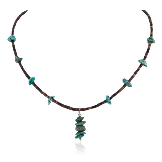 Navajo Certified Authentic .925 Sterling Silver Natural Heishi Turquoise Native American Necklace 15948-2
