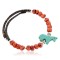 Navajo Certified Authentic Carved Fetish Horse Heishi Coral Native American Adjustable Wrap Bracelet 1301-5