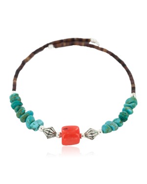 Navajo Certified Authentic Coral Heishi Native American Adjustable Wrap Bracelet 13151-29