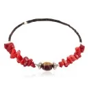 Navajo Heishi Coral Agate Native American Adjustable Wrap Bracelet 13159-6