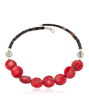 Navajo Certified Authentic Heishi Coral Native American Adjustable Wrap Bracelet 13151-58