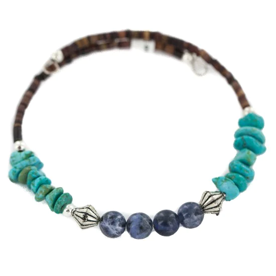 Navajo Natural Heishi Lapis Native American Adjustable Wrap Bracelet 13151-20 Navajo Natural Heishi Lapis Native American Adjustable Wrap Bracelet 13151-20
