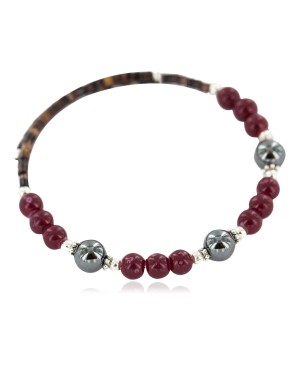 Navajo Certified Authentic Natural Hematite Heishi Jasper Native American Adjustable Wrap Bracelet 1301-1