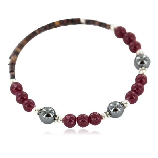 Navajo Certified Authentic Natural Hematite Heishi Jasper Native American Adjustable Wrap Bracelet 1301-1