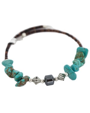 Navajo Certified Authentic Natural Hematite Heishi Native American Adjustable Wrap Bracelet 13151-26