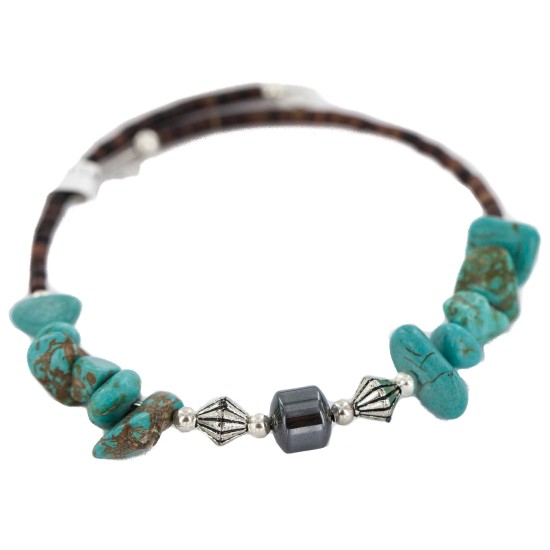 Navajo Certified Authentic Natural Hematite Heishi Native American Adjustable Wrap Bracelet 13151-26