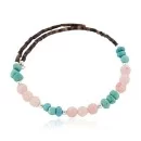 Navajo Natural Pink Quartz Heishi Native American Adjustable Wrap Bracelet 13151-3
