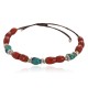 Navajo Certified Authentic Natural Turquoise Carnelian Heishi Native American Adjustable Wrap Bracelet 13172-11