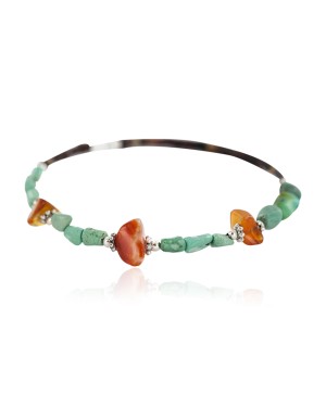 Navajo Certified Authentic Natural Turquoise Carnelian Heishi Native American Adjustable Wrap Bracelet 13172-6