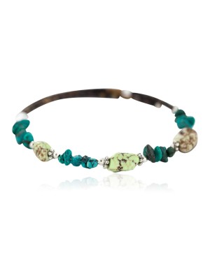 Navajo Certified Authentic Natural Turquoise Heishi Gaspeite Native American Adjustable Wrap Bracelet 13172-2