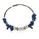 Navajo Natural Turquoise Heishi Lapis Lazuli Native American Adjustable Wrap Bracelet 13139-9