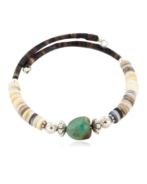 Navajo Certified Authentic Natural Turquoise Heishi Native American Adjustable Wrap Bracelet 13139-4