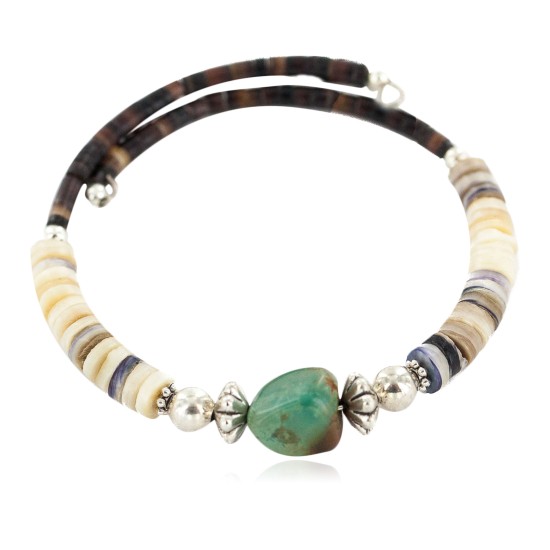 Navajo Certified Authentic Natural Turquoise Heishi Native American Adjustable Wrap Bracelet 13139-4