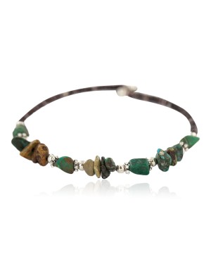 Navajo Certified Authentic Natural Turquoise Heishi Native American Adjustable Wrap Bracelet 13172-12