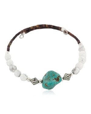 Navajo Certified Authentic White Howlite, Heishi Native American Adjustable Wrap Bracelet 13151-80