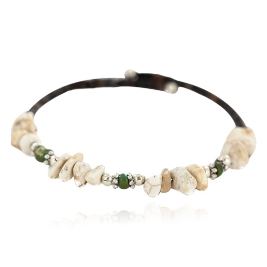 Navajo Certified Authentic White Howlite Heishi Native American Adjustable Wrap Bracelet 13172-16