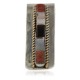 Navajo Handmade Certified Authentic .925 Sterling Silver Inlaid Natural Black Onyx Spiny Oyster Mother of Pearl Native American Nickel Money Clip 91003-5