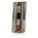 Navajo Handmade .925 Sterling Silver Inlaid Natural Mother of Pearl Black Onyx Spiny Oyster Native American Nickel Money Clip 91003-7