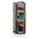 Navajo Handmade Certified Authentic .925 Sterling Silver Inlaid Natural Spiny Oyster Turquoise Mother of Pearl Black Onyx Native American Nickel Money Clip 91001-7