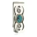 Navajo Handmade .925 Sterling Silver Natural Turquoise Native American Nickel Money Clip 10533-3