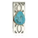 Navajo Handmade .925 Sterling Silver Natural Turquoise Native American Nickel Money Clip 10533-4