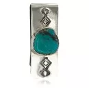 Navajo Handmade .925 Sterling Silver Natural Turquoise Native American Nickel Money Clip 10533-7
