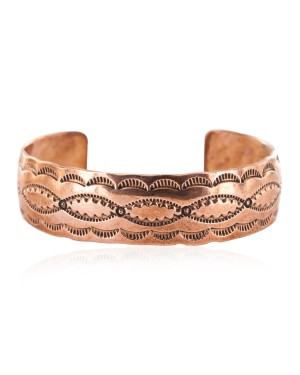 Navajo Handmade Certified Authentic Native American Pure Copper Bracelet 13050