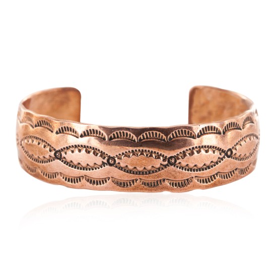 Navajo Handmade Certified Authentic Native American Pure Copper Bracelet 13050