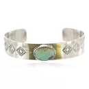 Navajo Handmade Nickel Natural Turquoise Native American Bracelet 13019-11