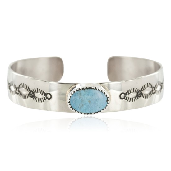 Navajo Handmade Certified Authentic Nickel Natural Turquoise Native American Bracelet 13019-2 Navajo Handmade Certified Authentic Nickel Natural Turquoise Native American Bracelet 13019-2