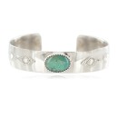Navajo Handmade Certified Authentic Nickel Natural Turquoise Native American Bracelet 13019-3