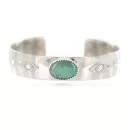 Navajo Handmade Nickel Natural Turquoise Native American Bracelet 13019-3