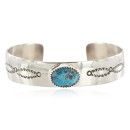 Navajo Handmade Certified Authentic Nickel Natural Turquoise Native American Bracelet 13019-4