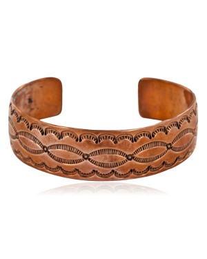 Navajo Handmade Certified Authentic Pure Copper Native American Bracelet 12485-29