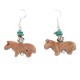 Navajo Horse Certified Authentic .925 Sterling Silver Hooks Natural Turquoise and Jasper Dangle Native American Earrings 97002-11