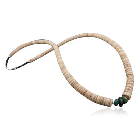 Navajo Native .925 Sterling Silver Graduated Heishi and Turquoise Native American Necklace 750103-37 Navajo Native .925 Sterling Silver Graduated Heishi and Turquoise Native American Necklace 750103-37