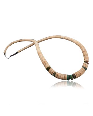  Navajo Native .925 Sterling Silver Graduated Heishi Spiny Oyster and Turquoise Native American Necklace 390585350050