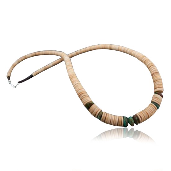  Navajo Native .925 Sterling Silver Graduated Heishi Spiny Oyster and Turquoise Native American Necklace 390585350050