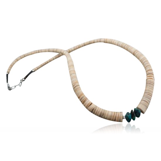 Navajo Native .925 Sterling Silver Graduated Melon Shell and Turquoise Native American Necklace 390594947362 Navajo Native .925 Sterling Silver Graduated Melon Shell and Turquoise Native American Necklace 390594947362