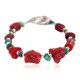 Navajo Nickel Certified Authentic Natural Turquoise Coral Native American Bracelet 13176