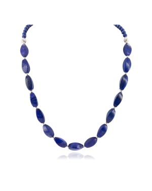 Navajo Nickel Natural Lapis Lazuli Native American Necklace 25317