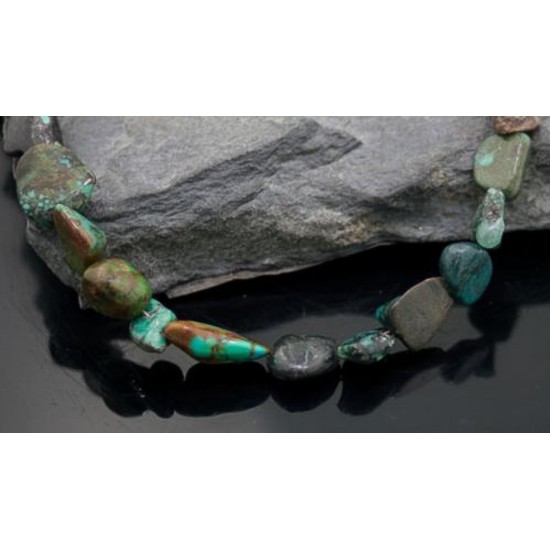 Nice Traditional Certified Authentic Navajo .925 Sterling Silver Natural Turquoise Native American Necklace 370842449533