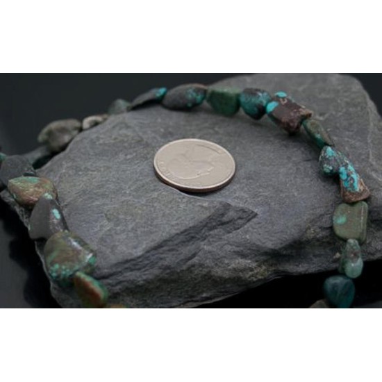 Nice Traditional Certified Authentic Navajo .925 Sterling Silver Natural Turquoise Native American Necklace 370842449533