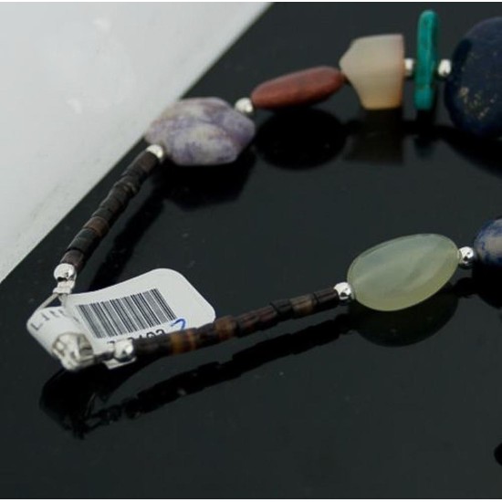 NiceCertified Authentic Navajo Native .925 Sterling Silver and Multicolor Natural Stone Native American Necklace 790103-2