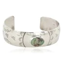 Nickel Bear Paw Navajo Handmade Natural Turquoise Native American Bracelet 13034-1