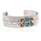 Nickel Brass Certified Authentic Handmade Navajo Natural Turquoise Native American Bracelet 13031-4