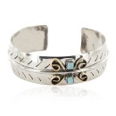 Nickel Brass Handmade Navajo Certified Authentic Natural Turquoise Native American Bracelet 13031-6