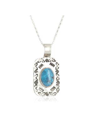 Nickel Certified Authentic Handmade Navajo Natural Turquoise Native American Necklace 12810-7